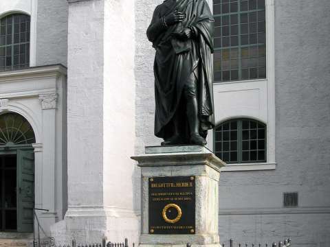 The Johann Gottfried Herder statue in Weimar in front of the church St. Peter und Paul