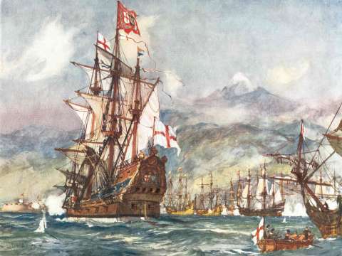 Robert Blake's flagship the George at the Battle of Santa Cruz de Tenerife, 1657