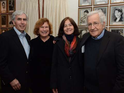 Chomsky (far right) and his wife Valeria (second from right) with David and Carolee Krieger of the Nuclear Age Peace Foundation, 2014