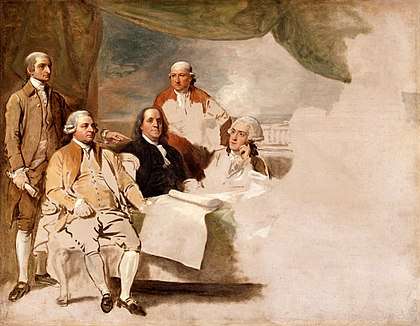 Treaty of Paris by Benjamin West (Adams in front).