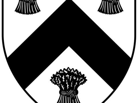 Arms of Robert Blake: argent, a chevron between three garbs sable.