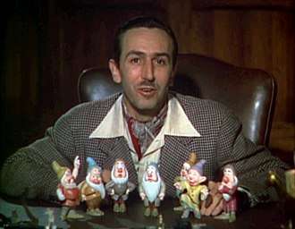 Walt Disney introduces each of the seven dwarfs in a scene from the original 1937 Snow White theatrical trailer.