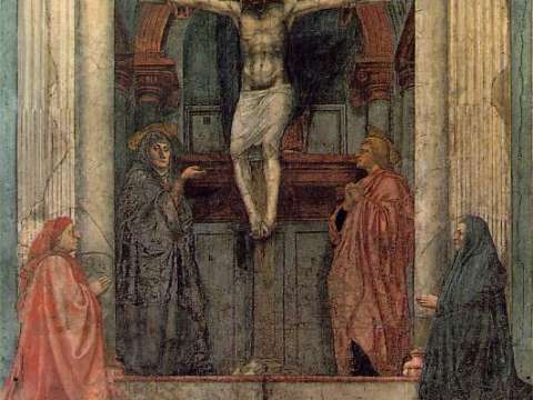 The Holy Trinity by Masaccio (1425–1427) used Brunelleschi's system of perspective