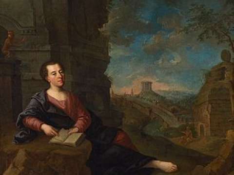 Portrait of Johann Joachim Winckelmann against classical landscape, after 1760