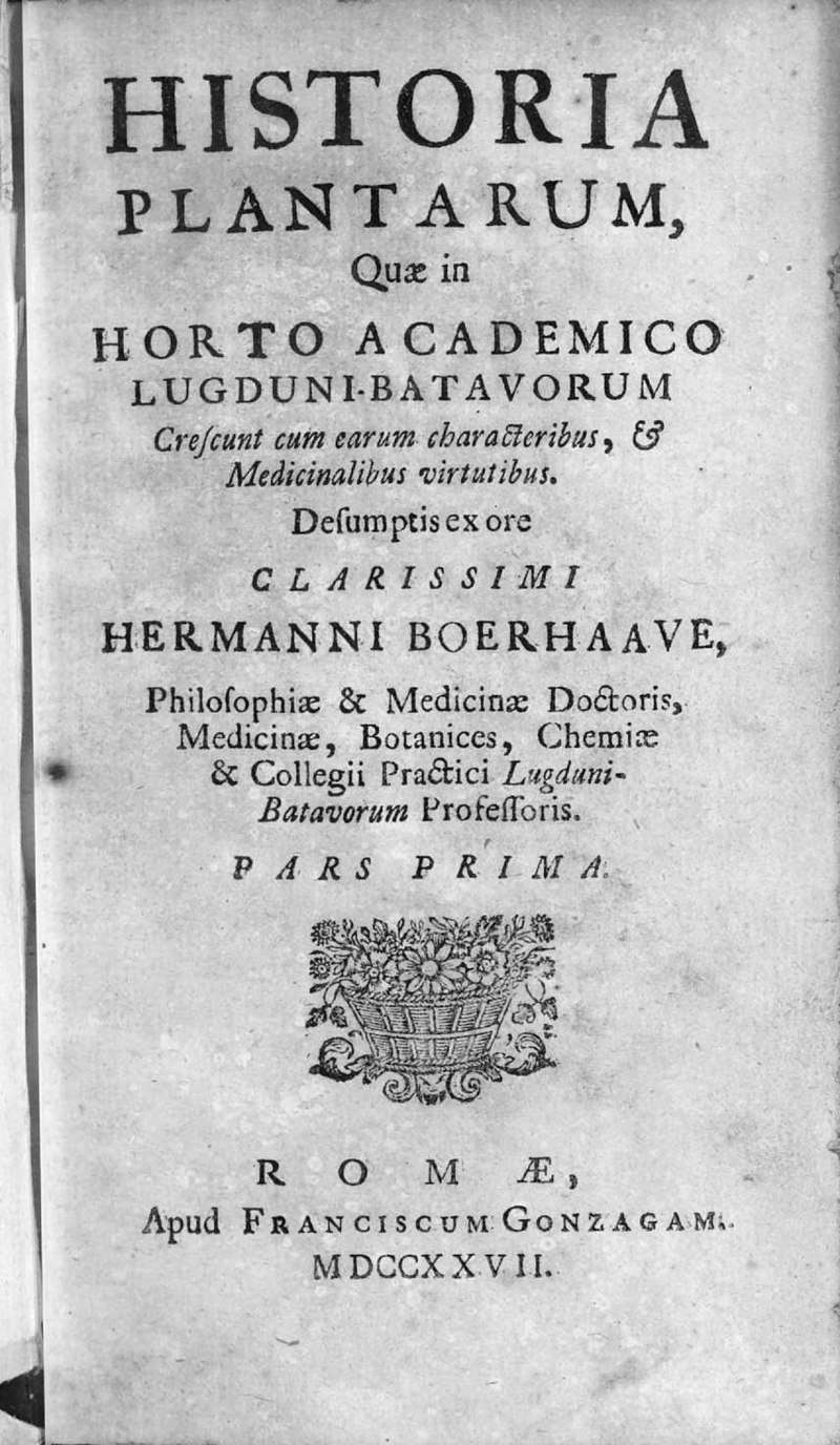 Historia plantarum quae in Horto Academico Lugduni-Batavorum crescunt, 1727