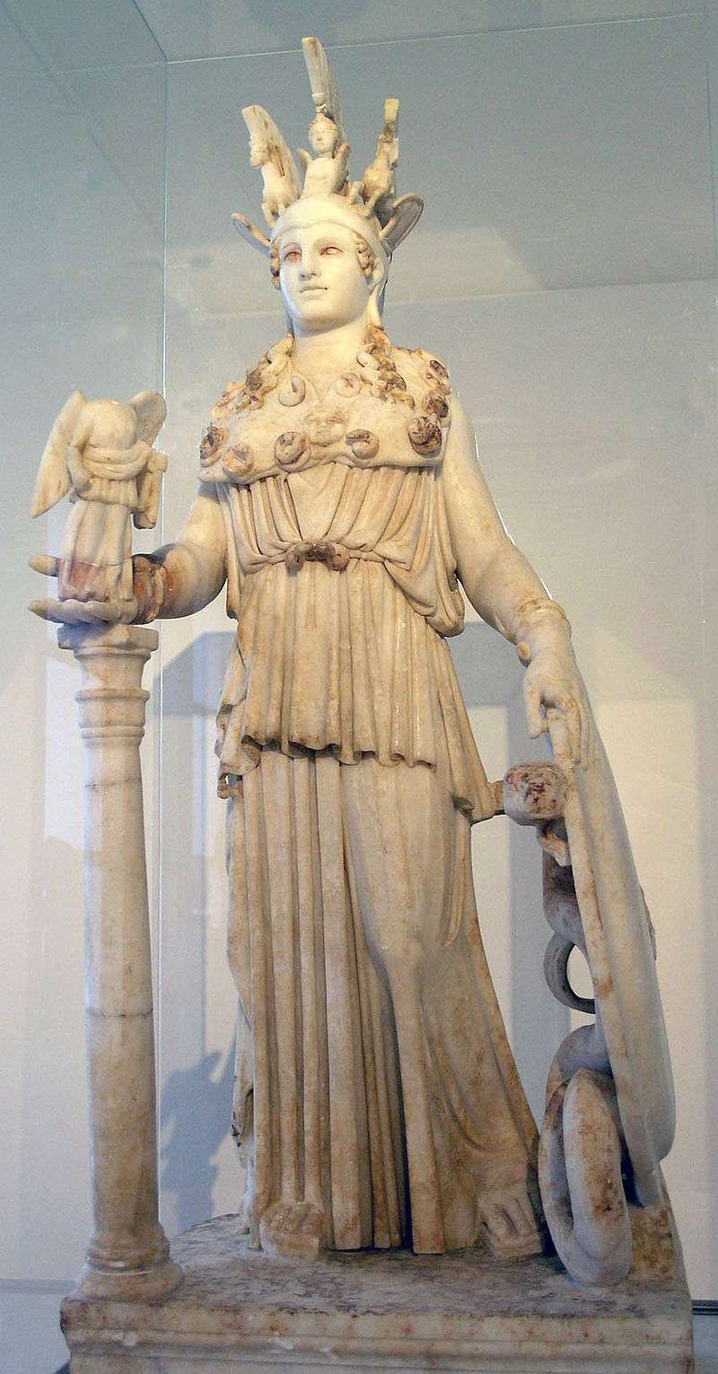 A Roman period, 2nd century AD sculpture found near the Varvakeion school reflects the type of the restored Athena Parthenos presently in the National Archaeological Museum, Athens