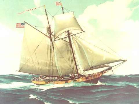 A painting of a Revenue Marine cutter, which may be of either the Massachusetts (1791), or its replacement, the Massachusetts II