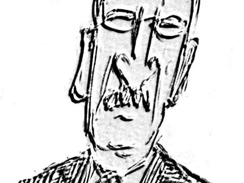 Caricature of Dewey by André Koehne, 2006