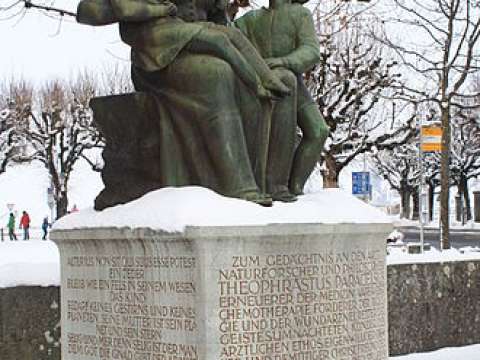 Memorial in Einsiedeln, erected in 1941 on the occasion of the 400th anniversary of Paracelsus's death, on the initiative of art historian Linus Birchler, first president of the Swiss Paracelsus Society.