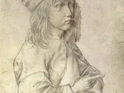 Self-portrait silverpoint drawing by the thirteen-year-old Dürer, 1484. Albertina, Vienna.