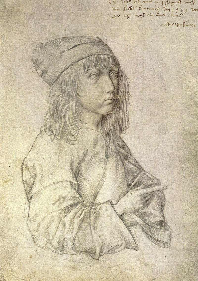 Self-portrait silverpoint drawing by the thirteen-year-old Dürer, 1484. Albertina, Vienna.