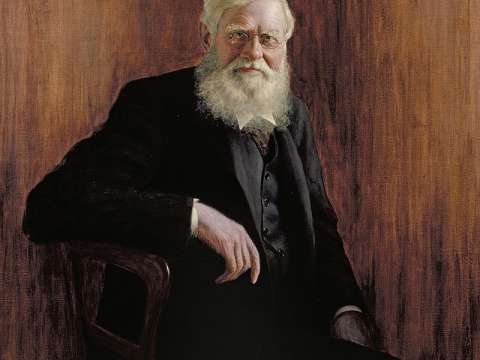 Alfred Russel Wallace, attributed to John William Beaufort (1864–1943), hangs in the Central Hall of the Natural History Museum, London