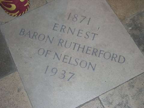 Lord Rutherford's grave in Westminster Abbey