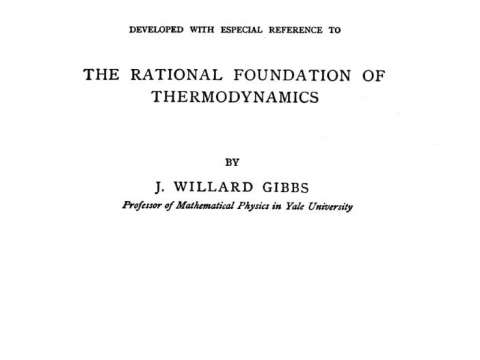 Title page of Gibbs's Elementary Principles in Statistical Mechanics, one of the founding documents of that discipline, published in 1902