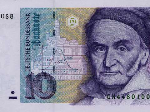 German 10-Deutsche Mark Banknote (1993; discontinued) featuring Gauss