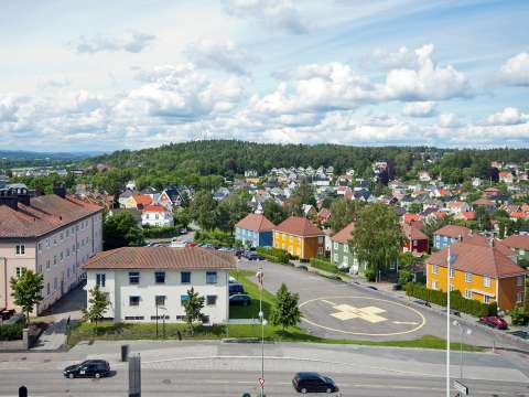 A view of Tønsberg from the Tønsberg Hospital, where Carlsen was born