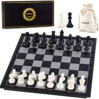 10 Inches Magnetic Travel Chess Set with Folding Chess Board