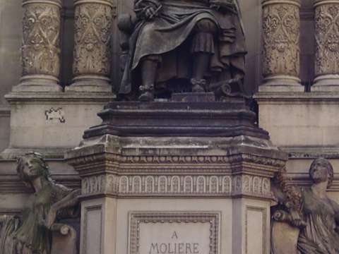 Molière statue on the Fontaine Molière, corner of Rue de Richelieu and Rue Molière in Paris