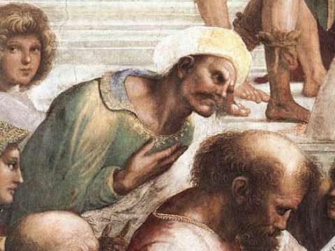 Averroes, detail of the fresco The School of Athens by Raphael