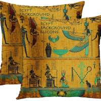 Ancient Black Turquoise and Yellow Throw Pillow Covers