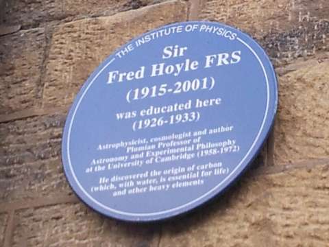 A blue plaque at Bingley Grammar School commemorating him