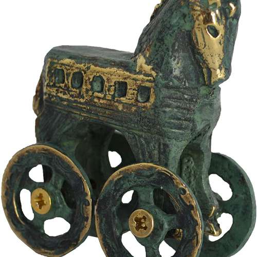 Trojan Horse Bronze Miniature Statue
