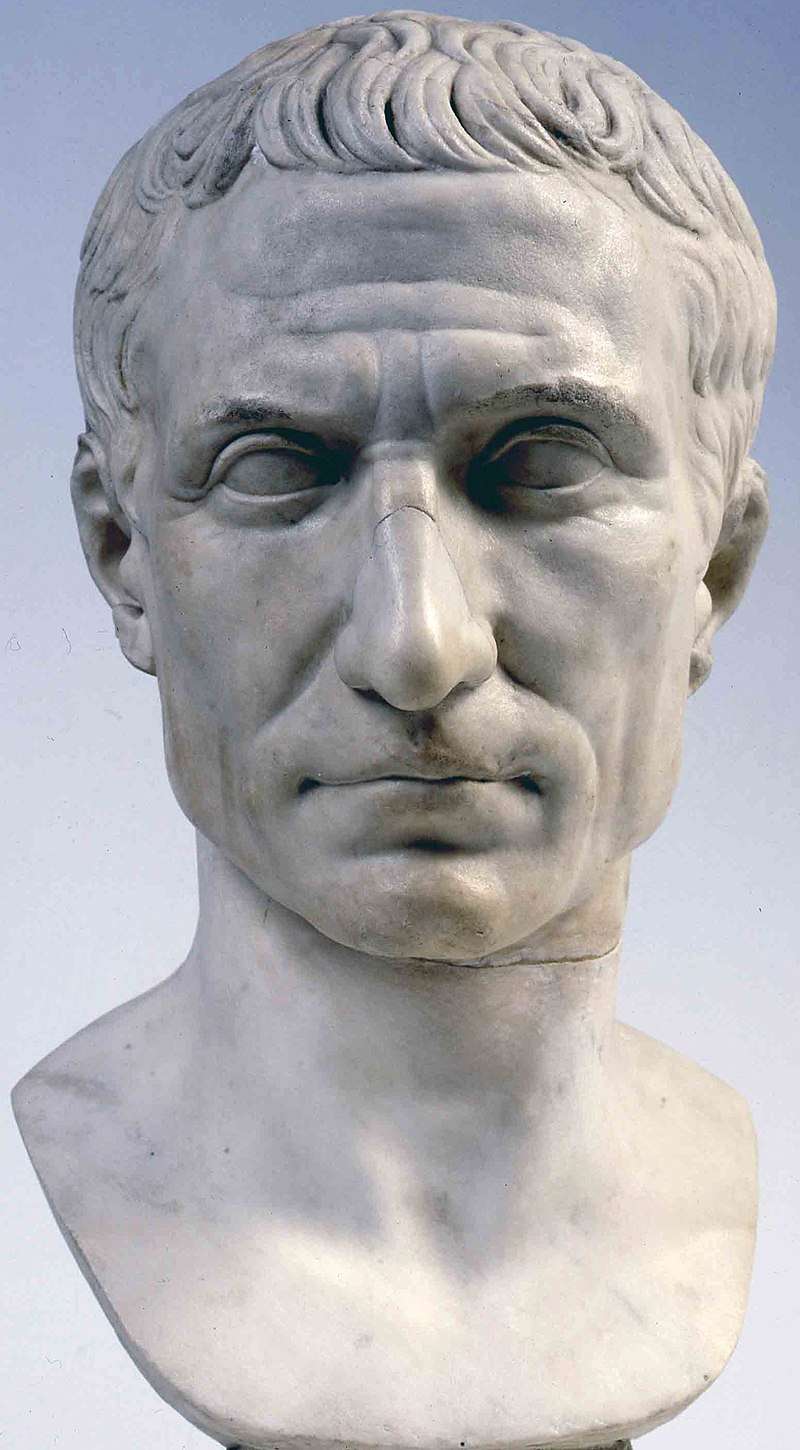 Bust of Julius Caesar, posthumous portrait in marble, 44–30 BC, Museo Pio-Clementino, Vatican Museums