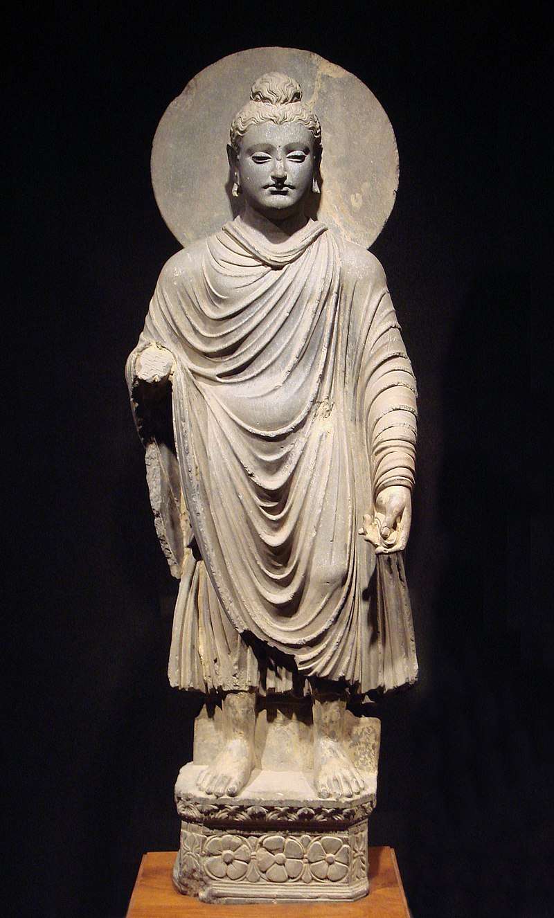 The Buddha, in Greco-Buddhist style, 1st to 2nd century AD, Gandhara, northern Pakistan. Tokyo National Museum.