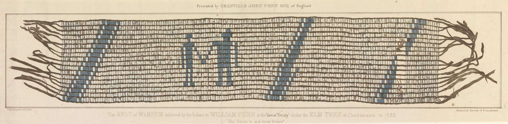 The belt of wampum delivered by the Indians to William Penn at the 