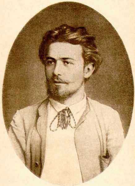 Portrait of young Chekhov in country clothes
