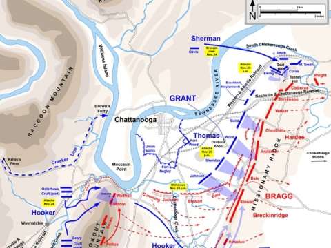 Map of the Battles for Chattanooga, 1863