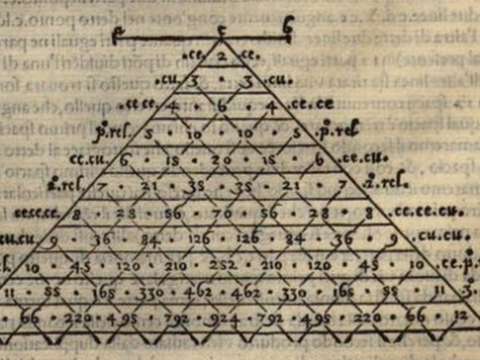 Tartaglia's triangle from General Trattato di Numeri et Misure, Part II, Book 2, p. 69.