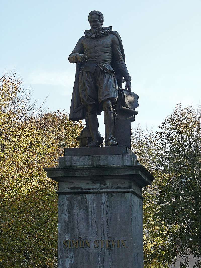 Statue of Simon Stevin by Eugène Simonis, on the Simon Stevinplein [nl] in Bruges