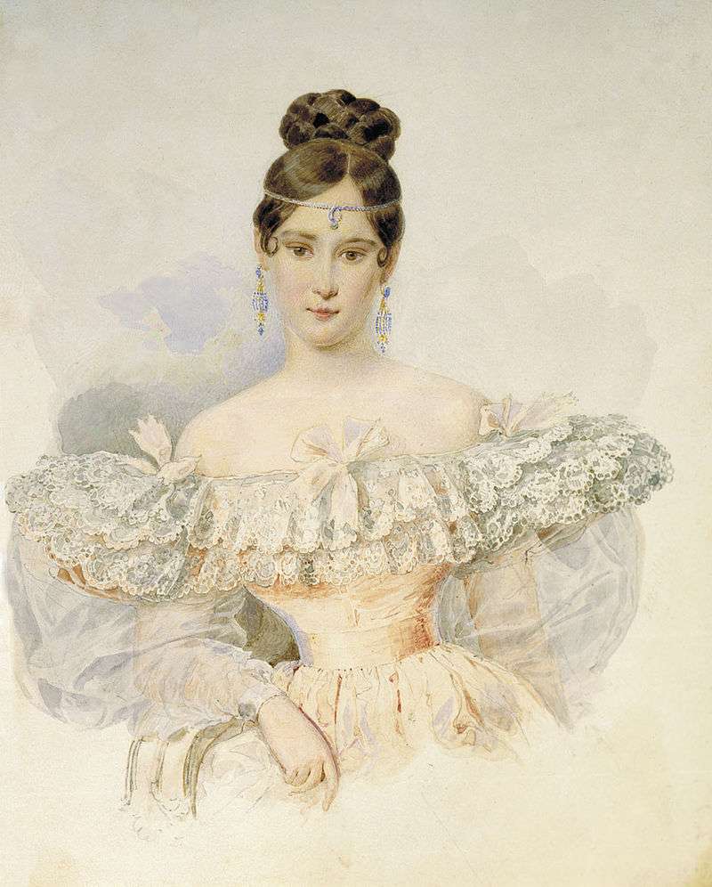 Natalia Pushkina, portrait by Alexander Brullov, 1831.