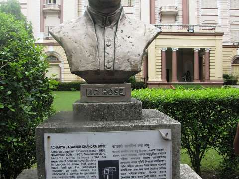 Bust of Acharya Jagadish Chandra Bose which is placed in the garden of Birla Industrial & Technological Museum