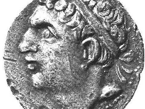 A Carthaginian coin depicting Hasdrubal (245–207 BC), one of Hannibal's younger brothers, wearing a diadem