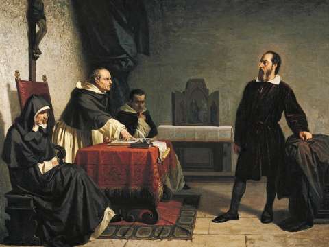 Cristiano Banti's 1857 painting Galileo facing the Roman Inquisition