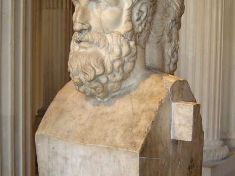 Bust of Epicurus leaning against his disciple Metrodorus in the Louvre Museum