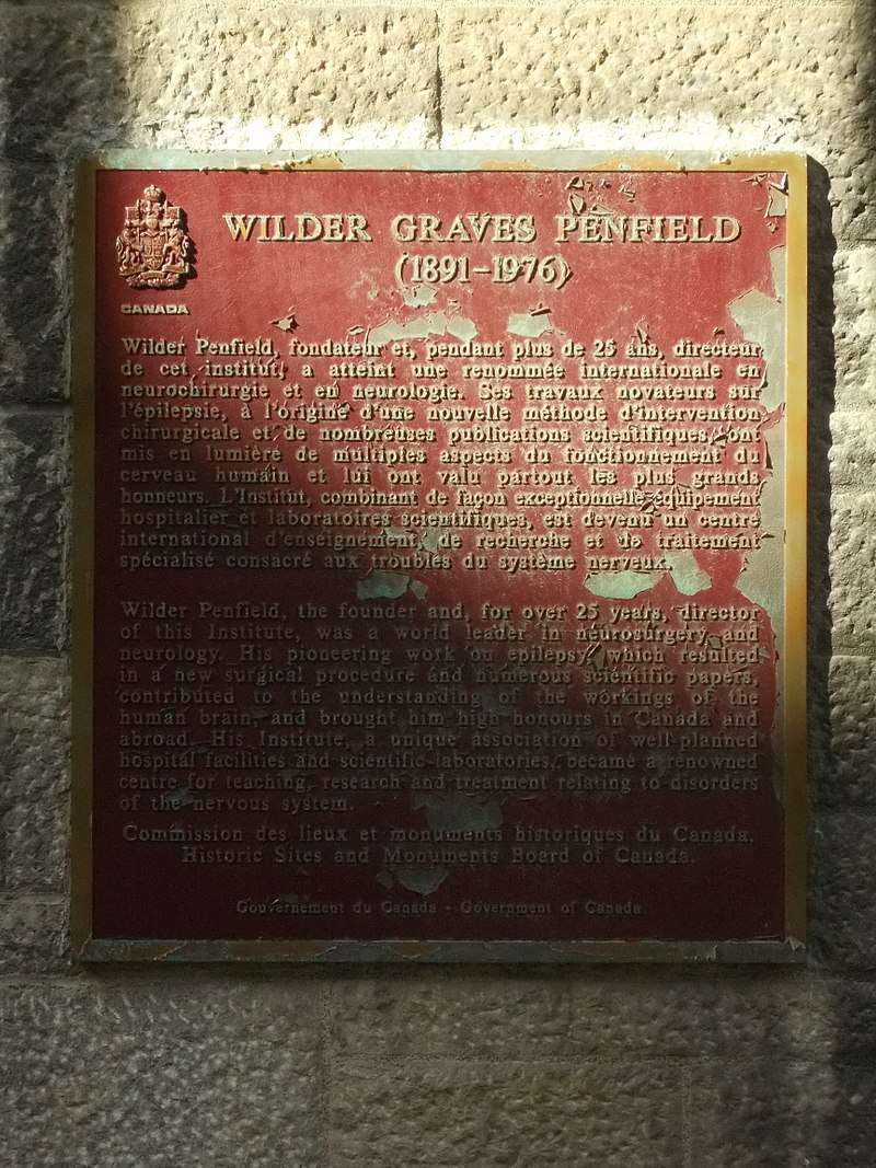 Federal marker to Penfield at the McGill University building that bears his name