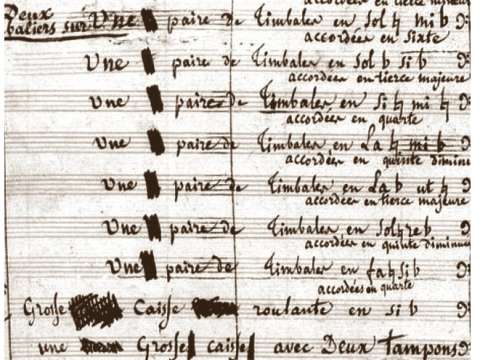 Berlioz's manuscript of the Requiem, showing the eight pairs of timpani in the Dies irae