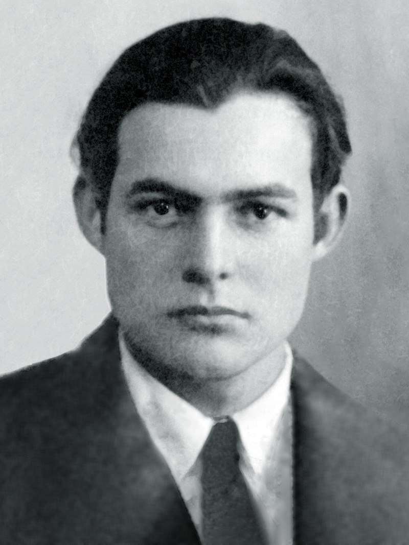 Hemingway's 1923 passport photo. At this time, he lived in Paris with his wife Hadley, and worked as a foreign correspondent for the Toronto Star Weekly.