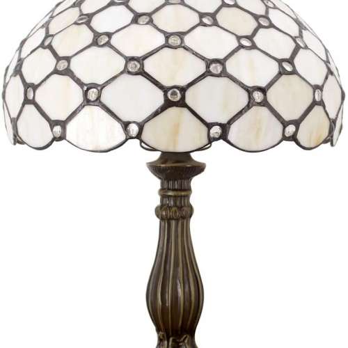 Tiffany Lamp Cream Stained Glass Crystal Pearl
