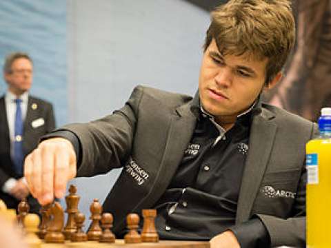 Carlsen in play during round seven of the 75th Tata Steel, 2013