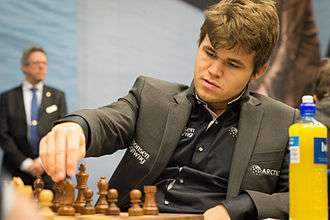 Carlsen in play during round seven of the 75th Tata Steel, 2013