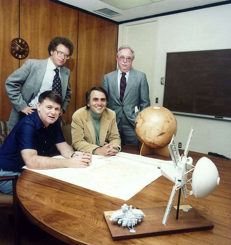  The Planetary Society members at the organization's founding. Sagan is seated on the right.