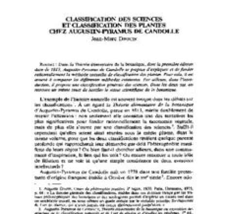 Classification des sciences et classification des plantes chez Augustin-Pyramus de Candolle