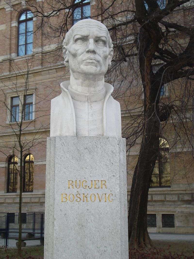 Ruđer Bošković bust in front of the Croatian Academy of Sciences and Arts building in Zagreb, Croatia