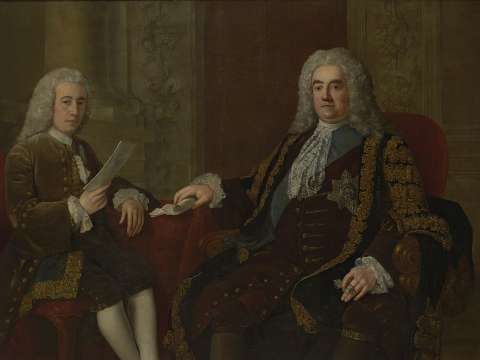 Walpole with his secretary, Henry Bilson-Legge, by Stephen Slaughter
