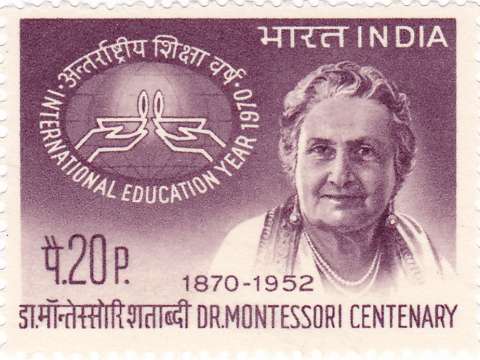 Montessori on a 1970 stamp of India