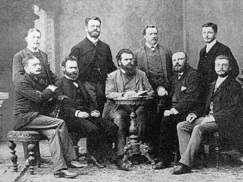 Ludwig Boltzmann and co-workers in Graz, 1887